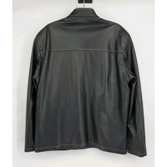 MARCELLO SPORT Mens XLarge Black Lined Leather Coat Zip SUPER SOFT LEATHER - Picture 5 of 12